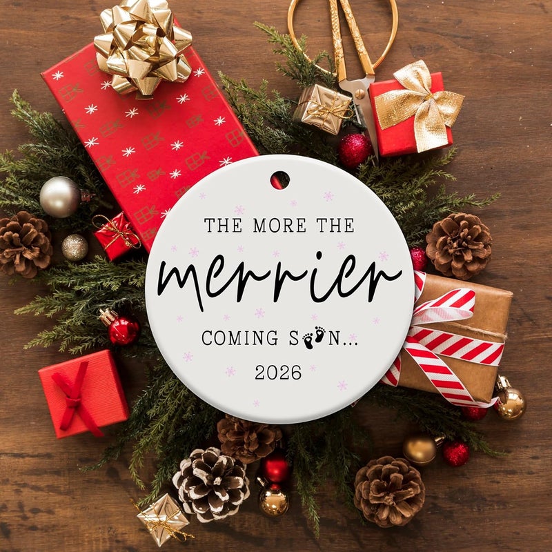 TinhCD Store Expecting Baby Ornament 2026, Pregnancy Announcement for Husband Grandparents Family Aunt, Baby Announcement, Pregnancy Gifts Ceramic Christmas Ornament - Image 4